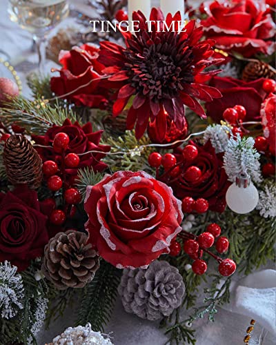 Tinge Time Christmas Decorations Artificial Flowers Box Set Fake Rose Flowers For Diy Wedding Bouquets Centerpieces Flower Arrangements Party Home Decorations #TOP3