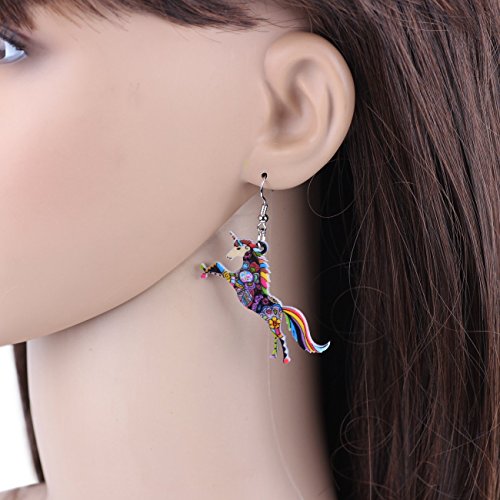BONSNY Signature Fantasy Collection Magical Unicorn Charm Statement Drop Dangle Acrylic Earrings4