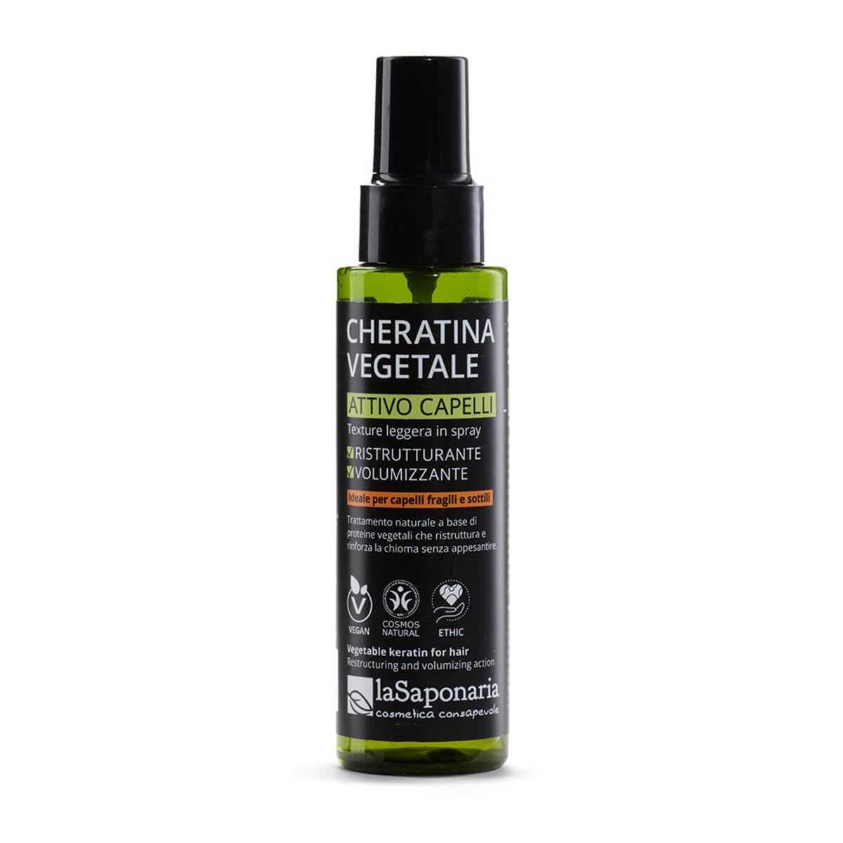 La Saponaria | Spray Ristrutturante e Volumizzante 100 ml,​Trattamento con Cheratina Vegetale ideale per capelli fragili, secchi o opachi, dona idratazione, corpo e una luminosità immediata.