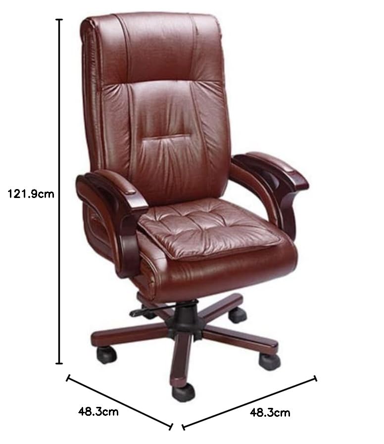 Image of Lakdi The Furniture Co Premium Leatherette Office Chair, High Back Ergonomic Home Office Executive Chair with Cushion Seat & Heavy Duty Wooden Handle and Base Presidential Revolving Chair (Brown)