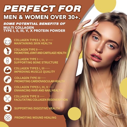 Image of Zammex Multi Collagen Protein Powder, Type I & III & V & X, Hydrolyzed Collagen Peptides for Women & Men, Supports Hair and Skin, Gut Health, 41 Servings, Chocolate