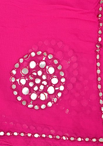 Image of YOUTHQUAKE Plastic Mirror Work Embroidered Chiffon Dupatta for Women & Girls