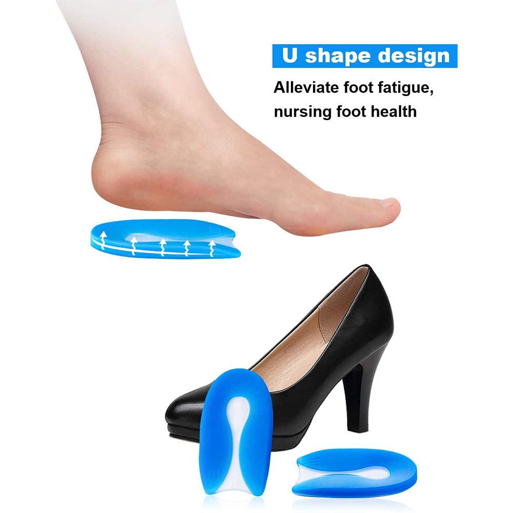 Cojín de silicona en forma de U, almohadilla para fascitis plantar diseñada para el cuidado doloroso del talón y los espolones óseos, 1 par (L)