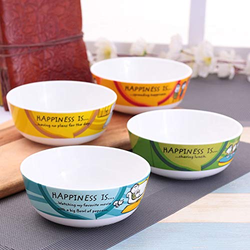 Clay Craft Ceramic Happiness Is Snack/Cereal Bowl, Multicolour, Set Of 4