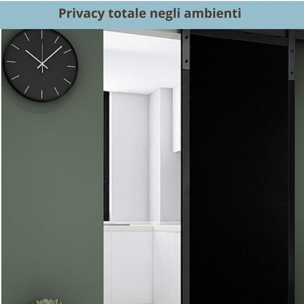 Pellicola Privacy Vetro Oscurante totale MISURE GRANDI (NERO, 60 X 200 CM) Finestre Box Doccia decorativa Antisguardo Riutilizzabile Elettrostatica