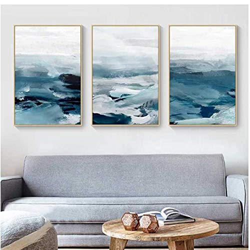 Affiches et gravures mur art paysage montagne bleu abstrait 50x70cm - 3