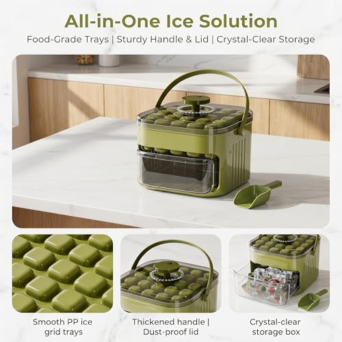 Molde portátil para cubitos de hielo con tapa verde miniatura 6