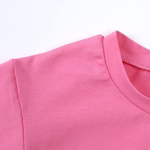 Image of HahaNice Toddler Girls Summer Outfits Cotton Solid T-Shirt & Biker Shorts Set for Little Girls 2 Pcs Tracksuits