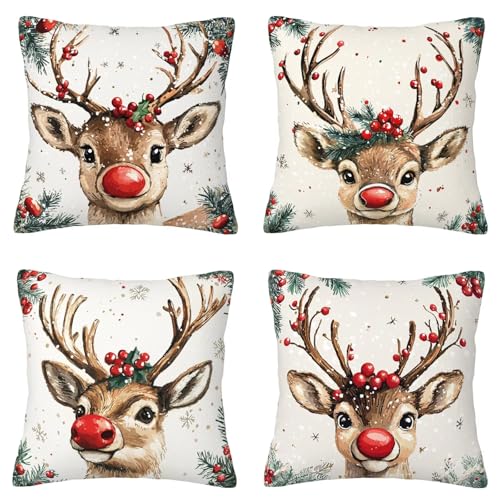 Outdoor Weihnachten Kissenbezug 40x40cm Wasserdicht Kissenbezüge 4er...