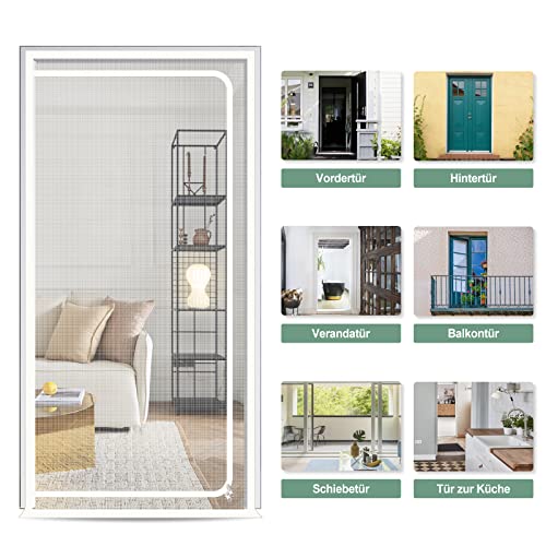 Katzengittertür Passend für Türgröße 90cm x 200cm, Haustiersichere Fliegengittertür, Katzen an der Flucht hindern, Katzengitter für die Einführung Neuer Katzen
