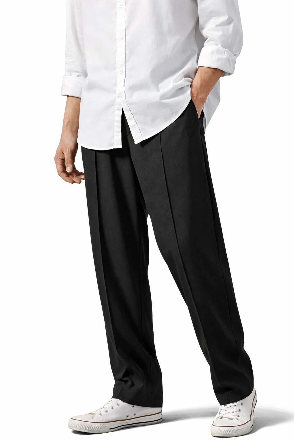 CREVIO Men’s Relaxed Wide Leg Trousers with Adjustable Drawstring Waist – Korean Loose Straight Fit Casual Pants for Lounge, Travel, Streetwear & Everyday Comfortable Wear-picture-28