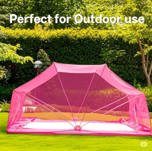 Image of Elegant Premium Cotton Mosquito Net for King Size Bed(6x7 Feet Pink) | Foldable Machhardani with High-Density Mesh & Washable | 360* Protaction from Mosquito