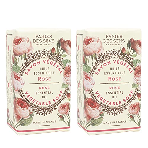 Panier Des Sens Rose Bar Soap With Olive Oil - 97% Natural & Made In France - 2 Bars, 5.3Oz/150G Each #TOP15