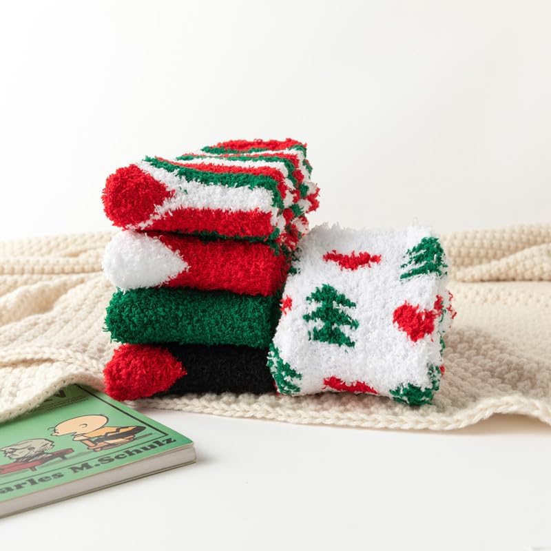 LKV 5 Pairs Wool Socks for Women - Stocking Stuffers Christmas Gifts for Women - Cute Cozy Thick Womens Socks - Image 8