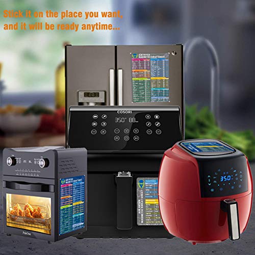 HiWEiX Air Fryer Magnetic Cheat Sheet Set Air Fryer Accessories Cooking Times Chart Air fryer Time Sheet Quick Reference Guide for Cooking and Frying (Elegant Grey)