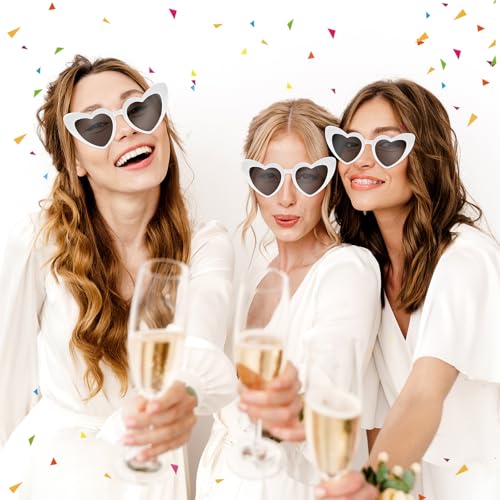 NACHLYNN 4/12/24 Pairs Heart Shaped Sunglasses Bachelorette Sunglasses Love Vintage Heart Glasses for Women Party Weddings4