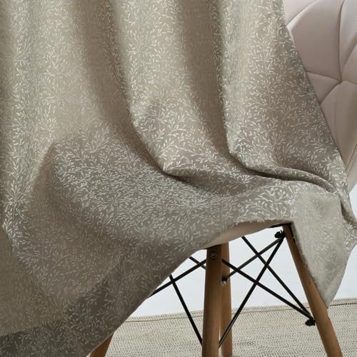 Image of haus & kinder Printed Jacquard Window Curtains 5 Feet Long Pack of 2 Window Curtains, 5 Feet Curtains for Window (Willow Breeze, Ivory Nature 130x152 CM)