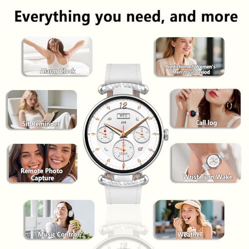 Image of uaue Smart Watches for Women Android iOS, 1.2'' Fitness Trackers with Bluetooth Call (Answer /Make), Smartwatch with Heart Rate,Sleep Monitor, IP68 Waterproof,100+ Sports Mode,White and Silver