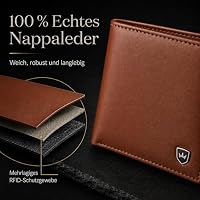 Kronenschein® Geldbörse Herren Leder mit RFID Schutz - Echtleder Portemonnaie mit Münzfach - Geldbeutel für Männer - Brieftasche Wallet braun - Portmonee Ledergeldbeutel aus Nappa Leder (Hellbraun) – Ansicht 7