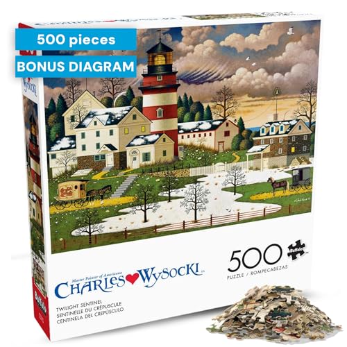 Buffalo Games – Charles Wysocki Twilight Sentinel 500 Piece Jigsaw Puzzle for Adults with Full-Color Reference Poster