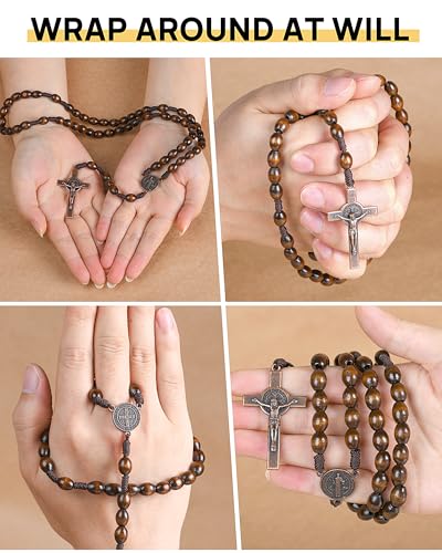 Rosary Beads Necklace Handmade Wooden Rosarios Catolicos Metal Cross For Catholic Or Christian Gift Men&Women Necklaces4
