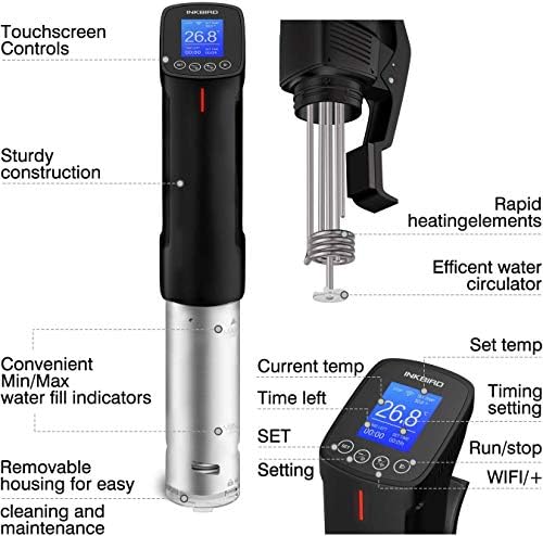 Bild 1 - Inkbird Wlan Sous Vide Stick,ISV-100W Sous Vide Garer Eintauchthermostat,Wi-Fi-Steuerung, Präziser Temperatureinstellung 25 ° C bis 99 ° C,Timer für perfektes Garen