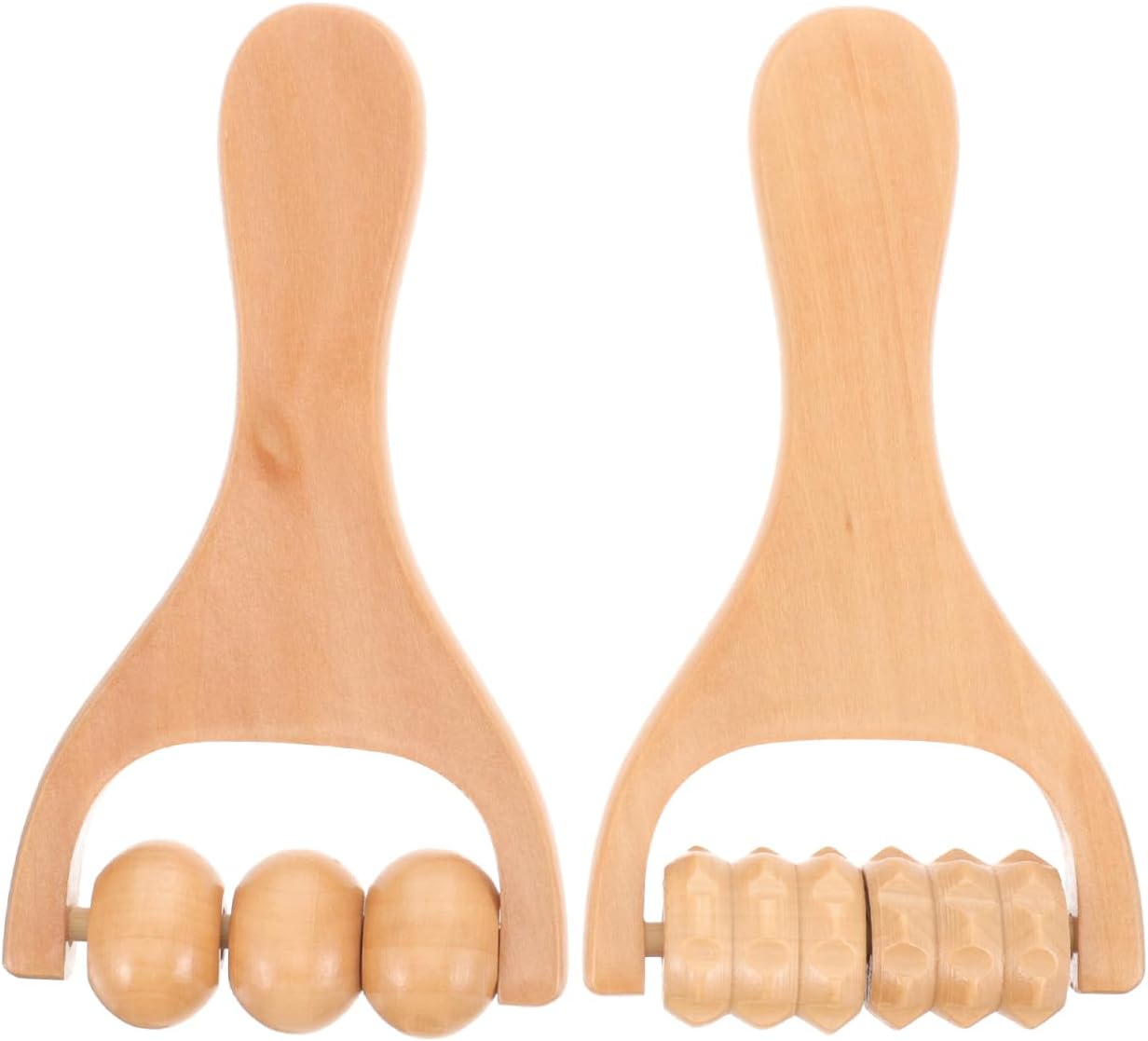 Angoily Wooden Foot Massager Roller Handheld Acupoint Massage Tool for Neck Shoulder Back Full Body Relief Compact 5.90X3.14X1.18In