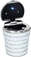 Vista 9 de eing Cenicero de automóvil con diamantes brillantes para automóvil, removedor de humo de cigarrillos, portavasos, con lámpara LED, color rosa