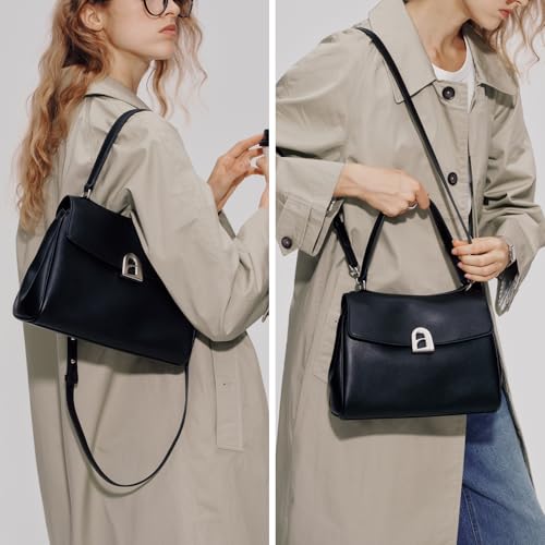 Image of LA FESTIN Women's Leather Top Handle Satchel Bag - Large Shoulder Handbag Crossbody Purse with Detachable Strap