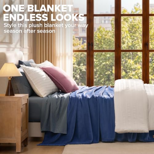 UGG Coco Queen Bed Blanket, Fleece Blanket, 90" x 92", Blue (Dart) - image 5