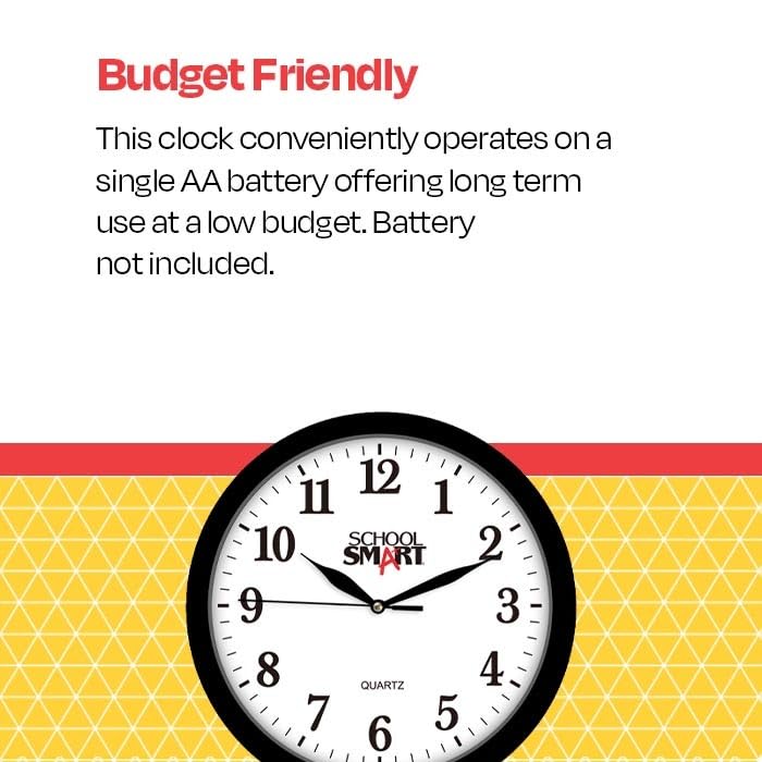School Smart Silent Movement Wall Clock, 13 Inches, White Dial and Black Frame - SSG-0004 - Image 5