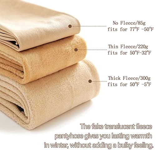 Ntswzys Fake Translucent Warm Fleece Pantyhose Women Fleece Lined Pantyhose Thermal Winter Tights (220G/ (Thin Fleece),Blackupsize) #TOP3