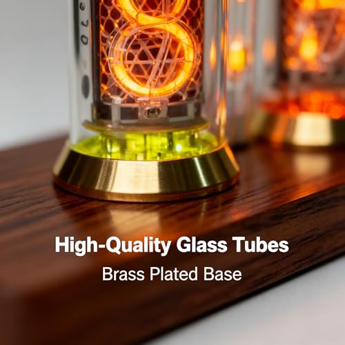 Reloj de tubo Nixie IN-14 decoracion escritorio madera maciza timbre voz ajuste brillo automatico 6