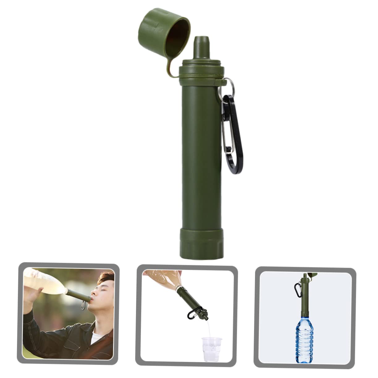 Kisangel 3 Stück Tragbarer Wasserfilter für Outdoor Aktivitäten Kompakter Wasserreiniger mit Leichtem Design für Camping und Notfälle Lebensmittelechtes Material