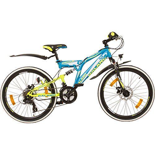 Galano Adrenalin DS MTB Fahrrad ab 135 cm für Mädchen und Jungen mit 21 Gängen StVO Beleuchtung 24 Zoll Mountainbike Fully Jugendfahrrad Kinderfahrrad (Blau/Grün) – Bild 3