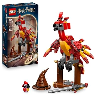 LEGO Harry Potter Fawkes: Fénix de Dumbledore - Figura de Ave Fénix de Juguete para Jugar y Exponer - Sombrero Seleccionador y Espada de Gryffindor - Regalo para Niñas y Niños de 8+ Años 76448