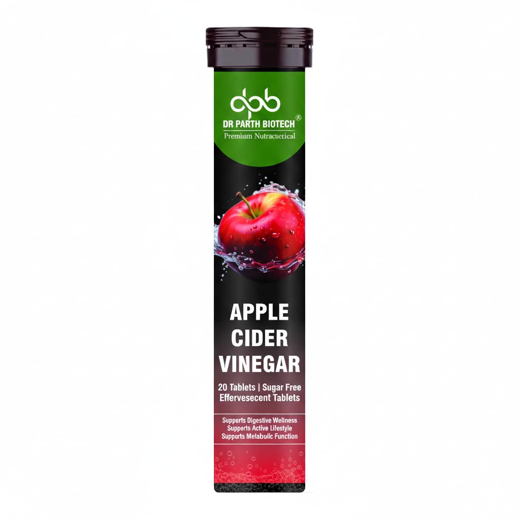 DR. PARTH Apple Cider Vinegar 20 Effervescent Tablet | Weight Loss Supplement Management | Sugar Free Vitamin B6 & B12 For Men & Women Apple Flavour |Pack Of 1 (20 TABLET)