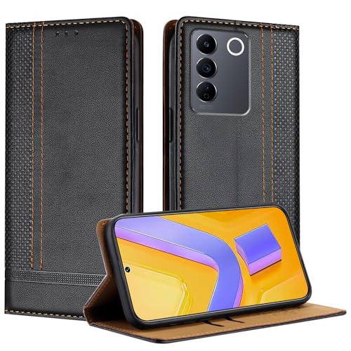 Mo-Beauty Funda para Vivo V27 5G / V27 Pro 5G, Tipo Libro Leather Flip Carcasa Wallet para Vivo V27 Pro 5G con [magnético][Soporte][Ranura Tarjeta] (Negro)