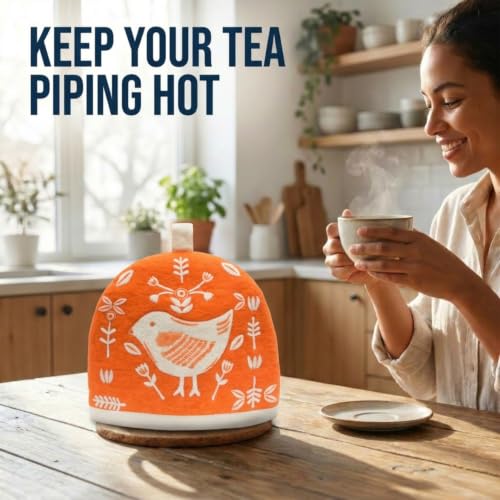 Image of Glaciart One Wool Teapot Cozy Kettle Cover | Dome Shaped Large Tea Cosy, Kettle or French Press | Handmade & Needle Felted from Natural Wool | Warms Up to 2 Hours | Great as Gift