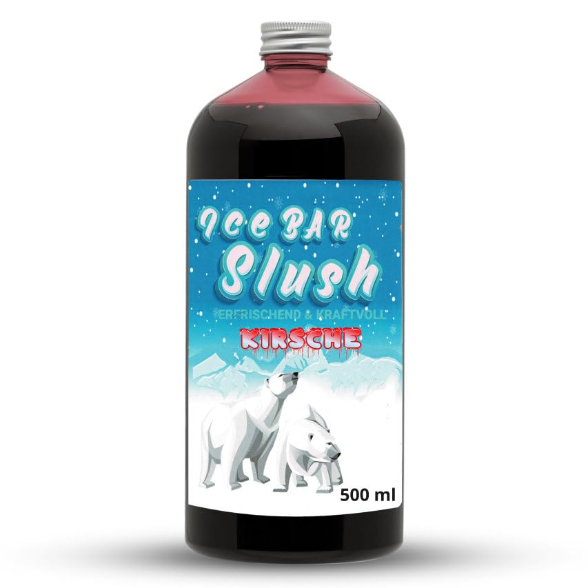 ICE Bär Sirup AZO und Glycerin Frei | 500 ml Flasche | Konzentrat für Slushy Getränke Maker Eis Slushmaschinen Eismaschinen 1:5 bis 1:20 (500 ml Kirsche)