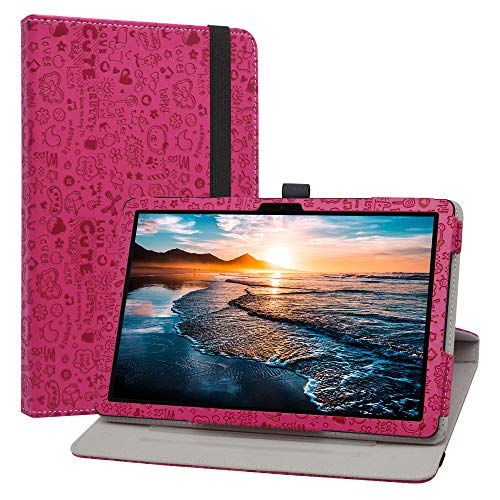 LiuShan Compatible with Huawei MatePad T10s Case,Huawei MatePad T10 Caseï¼Œ360 Degree Rotation Stand PU Leather with Cute Pattern for 10.1" Huawei MatePad T10s / Huawei MatePad T10 Tablet,Rose Red