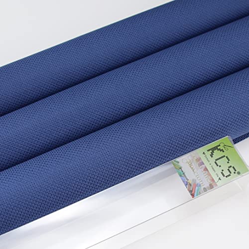 Image of KCS 3 pc of 15 inch x 18 inch Counted Cross Stitch Cotton Aida Cloth Needlework Fabric,14CT,Jeans Blue