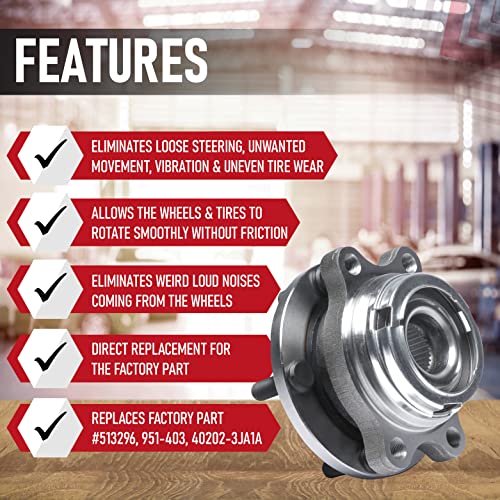 Image of Replacement Front Wheel Hub Bearing Assembly - Compatible with Infiniti & Nissan Vehicles - JX35, QX60, Altima, Maxima, Maxima,Pathfinder - Replaces 513296, 951-403, 40202-3JA1A