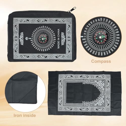 Tapis de prière de voyage lot de 2 en polyester imperméable noir vert - 5