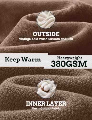 Image of FAIABLE Womens Oversized Acid Wash Hoodie Unisex Heavyweight Fleece Cotton Hoodies Vintage Washed Sweatshirt for Women