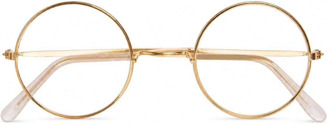Gold Santa Claus Glasses - Round Fake Glasses For Adults & Kids