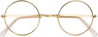 Kangaroo Gold Santa Claus Glasses - Round Fake Glasses For Adults & Kids