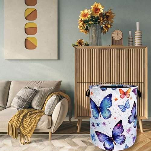 Beautiful Butterfly Laundry Hamper Foldable With Handles Tote Bag Universal Oxford Cloth Colorful Laundry Basket Clothes Toy Storage Bucket 18.9" x 16.5" For Bathroom/Laundry/Bedroom by SELIONLIKN - Image 7