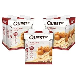 Quest Diet Able to Drink Salted Caramel Protein Shake, Excessive Protein, Low Carb, Gluten Free, Keto Pleasant, 11 Fl Oz (Pack of 12)