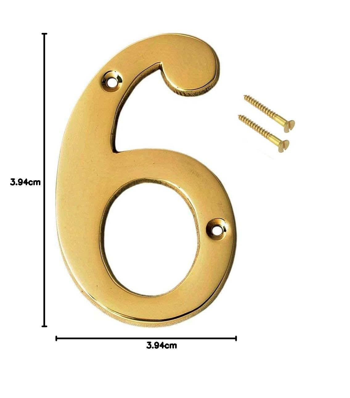 eSplanade 4" Brass House Hotel Door Number Plaque Sticky Numeric Numerical Digit 0-9 (6(six)) — Amazon image 6